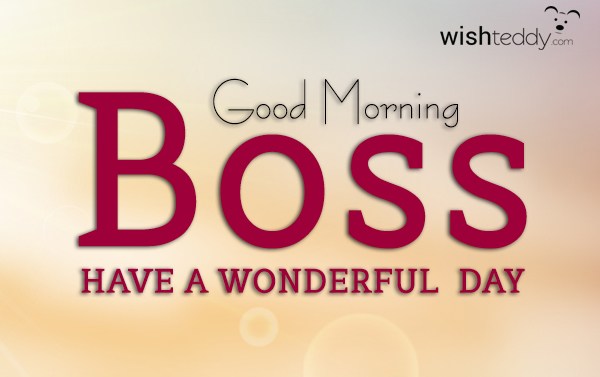 Good morning boss have a wonderful day