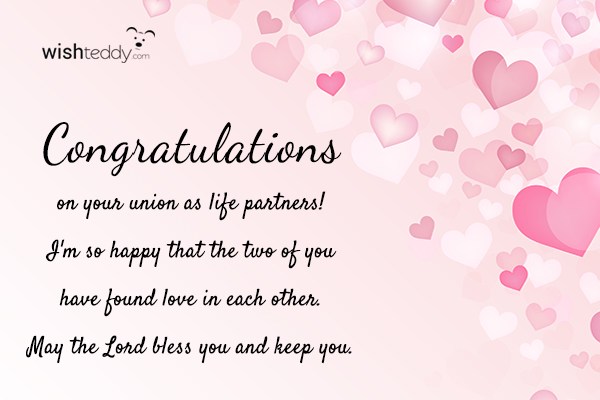 Congratulations on your union as life partners! - WishTeddy.com