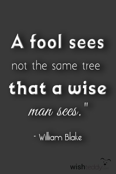 A fool sees not the same tree that a wise man sees