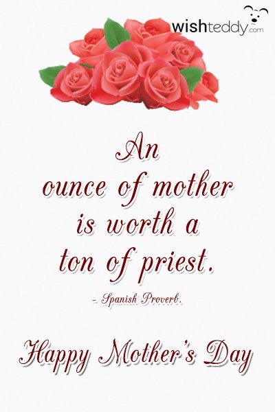 An ounce of mother is worth a  ton