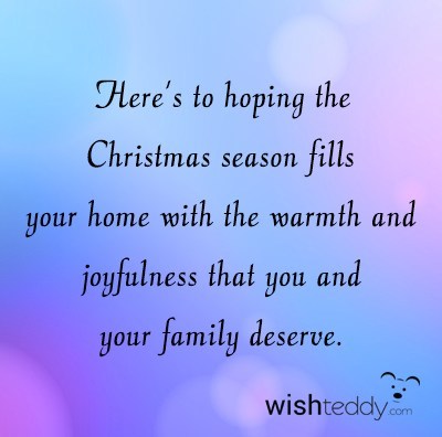 Here’s to hoping the christmas season fills your home with the warmth