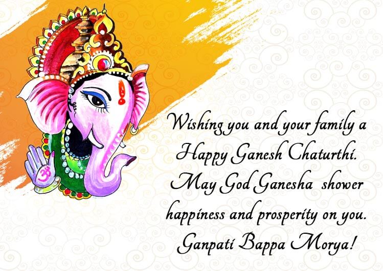 May lord Ganesha shower happiness and prosperity on you. Happy Ganesh Chaturthi