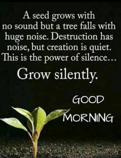 A seed grows with no sound…Good morning